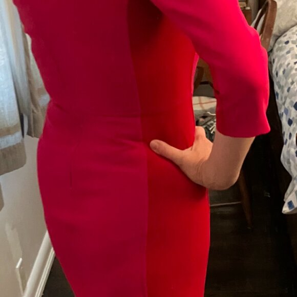 Hot Pink with red accent and beautiful neck line - business dress to impress - Picture 5 of 6